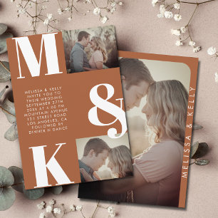 Invitation Mariage photo minimaliste moderne Gras Monogramme