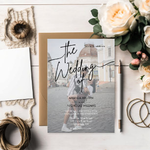 Invitation Mariage photo minimaliste moderne noir et blanc