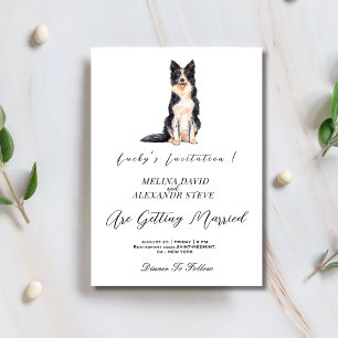 Invitation Mariage photo minimaliste moderne pour chien de co