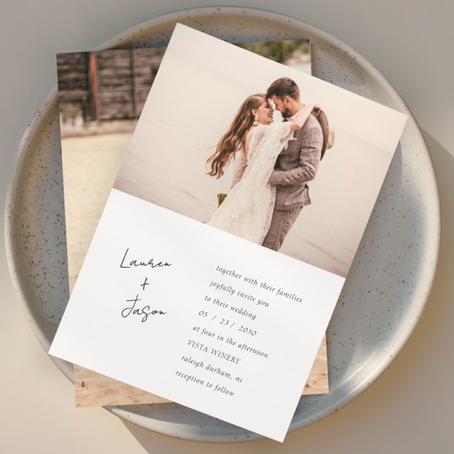 Invitation Mariage photo minimaliste noir et blanc 2 (Créateur téléchargé)