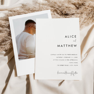 Invitation Mariage photo minimaliste noir et blanc classique