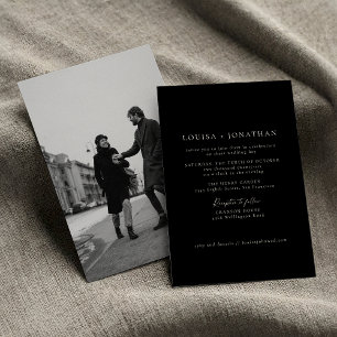 Invitation Mariage photo minimaliste noir formel chic