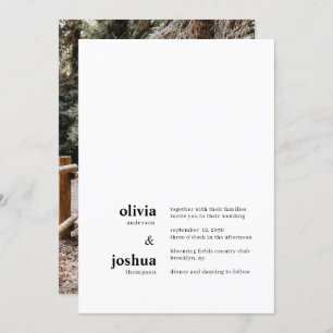 Invitation Mariage photo minimaliste simple et moderne