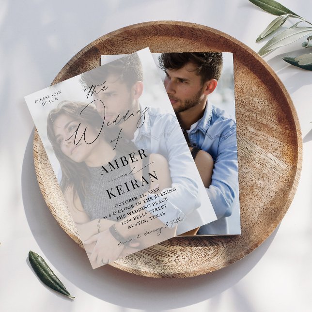 Invitation Mariage photo Misty White Shades (Créateur téléchargé)