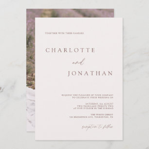 Invitation Mariage photo moderne Bohemian Cream & Mauve
