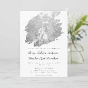 Invitation Mariage photo moderne Brushstroke   BLANCHE