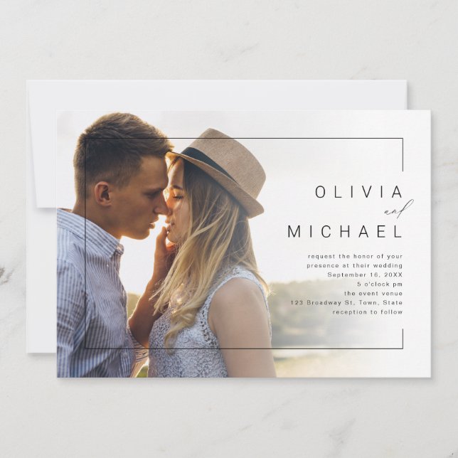 Invitation Mariage photo moderne chic et minimaliste (Devant)