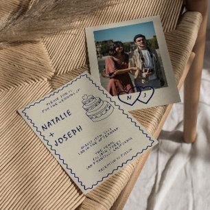 Invitation Mariage photo moderne de Boho rétro écrit à la mai