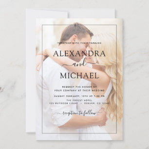 Invitation Mariage photo moderne de recouvrement noir et blan