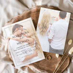 Invitation Mariage photo moderne de recouvrement noir et blan