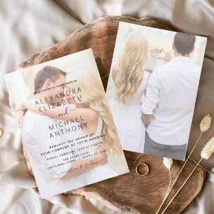 Invitation Mariage photo moderne de recouvrement noir et blan