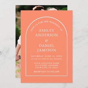 Invitation Mariage photo moderne élégant Arch Coral