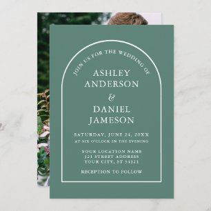 Invitation Mariage photo moderne élégant Arch Eucalyptus Gree