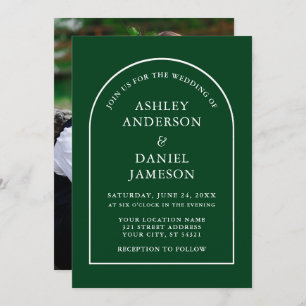 Invitation Mariage photo moderne élégant Arch Green