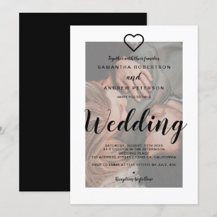 Invitation Mariage photo moderne élégant noir blanc recouvert