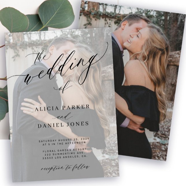 Invitation Mariage photo moderne élégant noir et blanc (Créateur téléchargé)