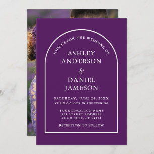 Invitation Mariage photo moderne et élégant Arch violet