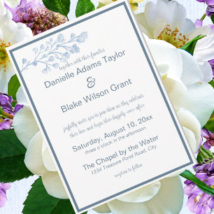 Invitation Mariage photo moderne et élégant Dusty Blue & Whit