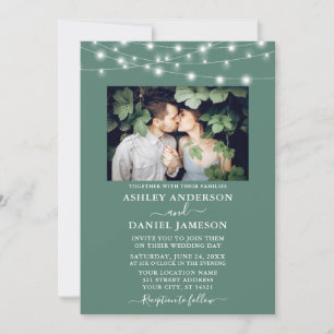 Invitation Mariage photo moderne Eucalyptus Green Lights
