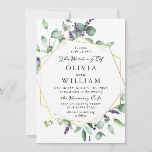 Invitation Mariage PHOTO moderne Eucalyptus Lavender Foliing
