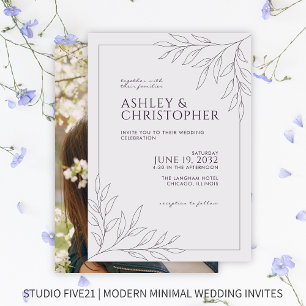 Invitation Mariage photo moderne Folio violet foncé