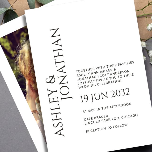 Invitation Mariage photo moderne Gras & Minimaliste (Créateur téléchargé)