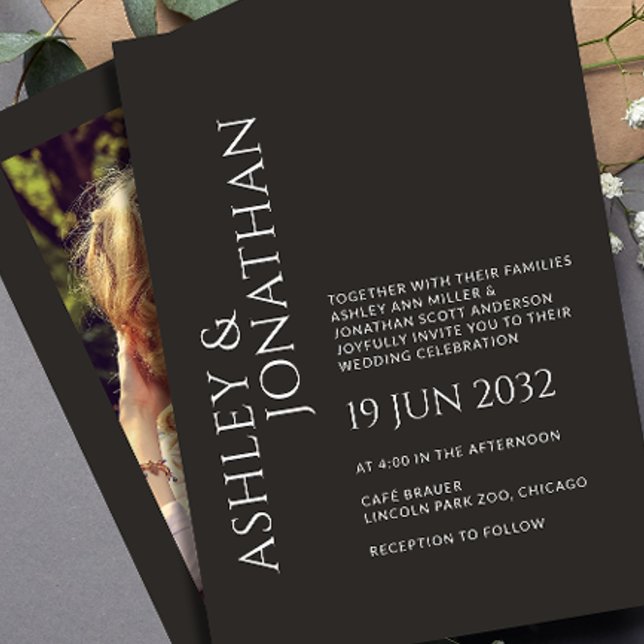 Invitation Mariage photo moderne Gras & Minimaliste (Créateur téléchargé)