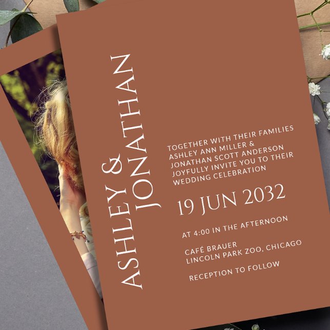 Invitation Mariage photo moderne Gras & Minimaliste (Créateur téléchargé)