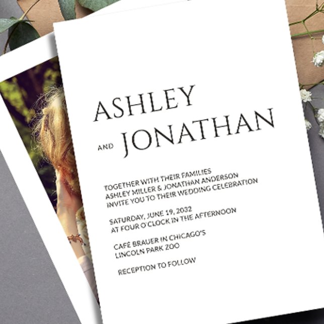 Invitation Mariage photo moderne Gras & Minimaliste (Créateur téléchargé)