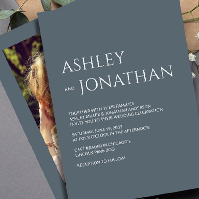 Invitation Mariage photo moderne Gras & Minimaliste (Créateur téléchargé)