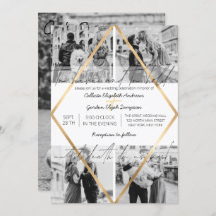 Invitation Mariage photo moderne mignonne citation or blanc c