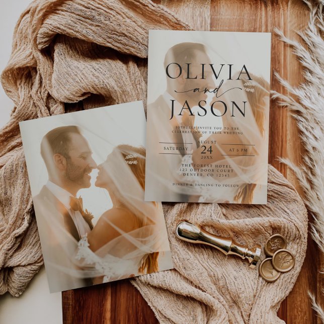 Invitation Mariage photo moderne minimaliste élégant (Créateur téléchargé)