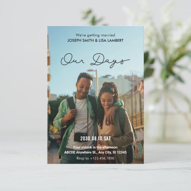 Invitation Mariage photo moderne minimaliste simple (Debout devant)