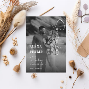 Invitation Mariage photo moderne moderne noir blanc