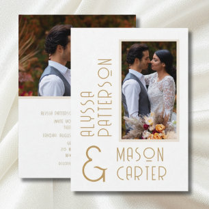Invitation Mariage Photo Moderne Or Élégant Minimaliste