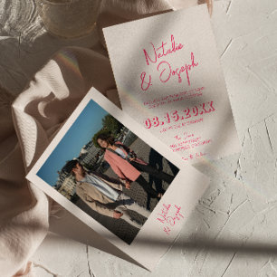 Invitation Mariage photo moderne Pink Whimsical Bright Retro