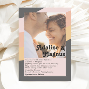 Invitation Mariage photo moderne Retro 70's Rainbow Dark Fade