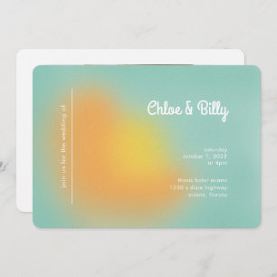 Invitation Mariage photo moderne Retro Gradient Mint Orange