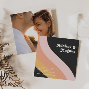 Invitation Mariage photo moderne Retro Rainbow Dark Carré