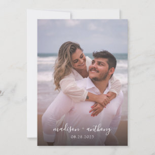 Invitation Mariage photo moderne simple Dusty Blue Script