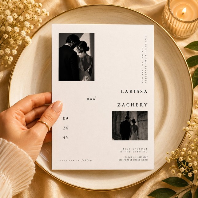 Invitation Mariage photo monogramme éditorial (Créateur téléchargé)