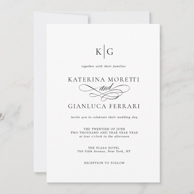 Invitation Mariage photo Monogramme tout en un (Devant)