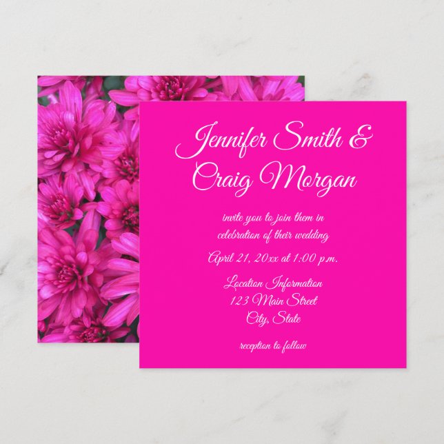 Invitation Mariage Photo Mums Rose Chaud (Devant / Derrière)