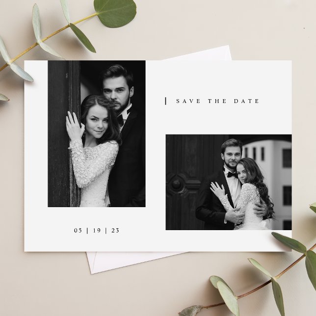 Invitation Mariage photo noir cravate intemporel (Créateur téléchargé)