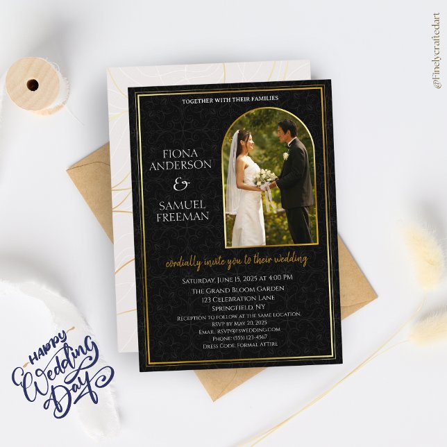 Invitation Mariage photo noir et blanc élégant (Créateur téléchargé)