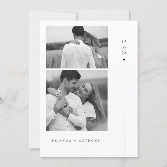 Invitation Mariage photo noir et blanc moderne intemporel (Devant)