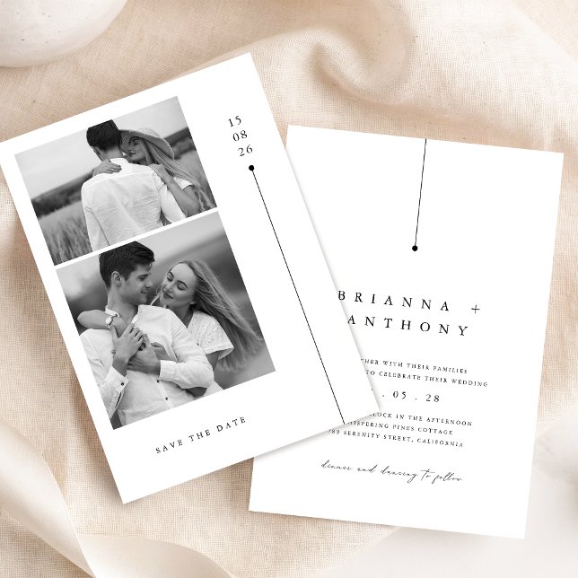 Invitation Mariage photo noir et blanc moderne intemporel (Créateur téléchargé)