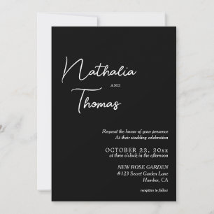 Invitation Mariage photo noir et blanc simple