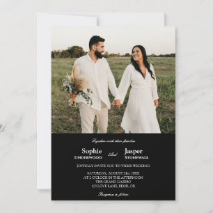 Invitation Mariage photo noir minimaliste classique moderne