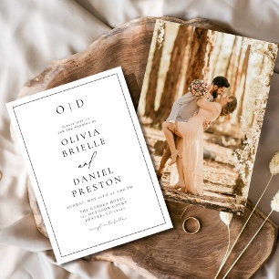 Invitation Mariage photo noir moderne minimaliste